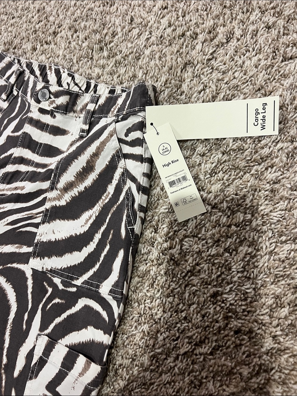 NWT! VIRAL Most Comfy EVER! No Boundaries Zebra Print Wide Leg Cargo Pants - Picture 6 of 15